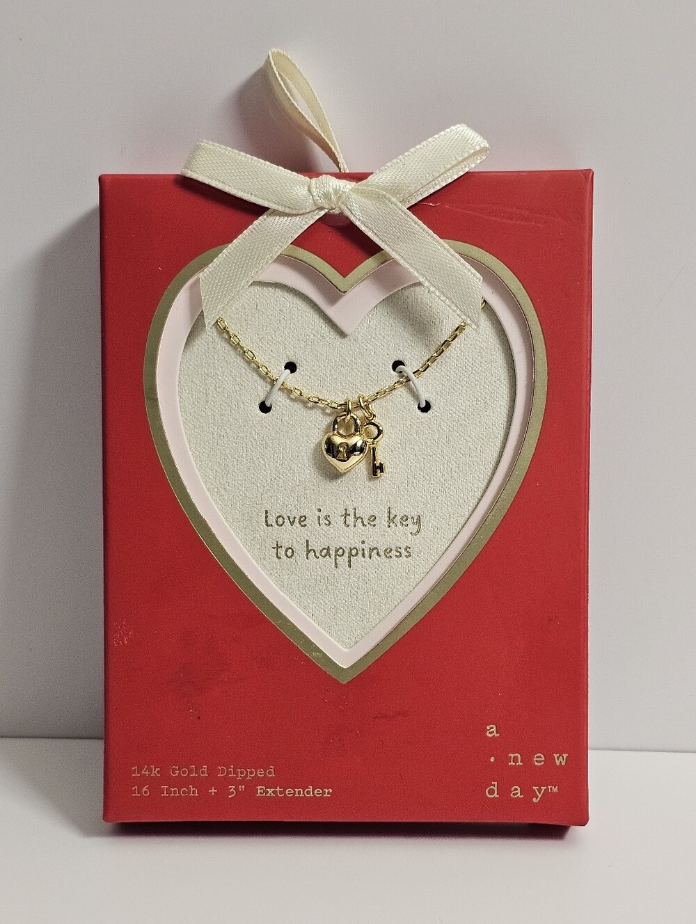 A New Day Womens Jewelry Box Gift Set 14k Gold Dipped necklace chain pendant NEW